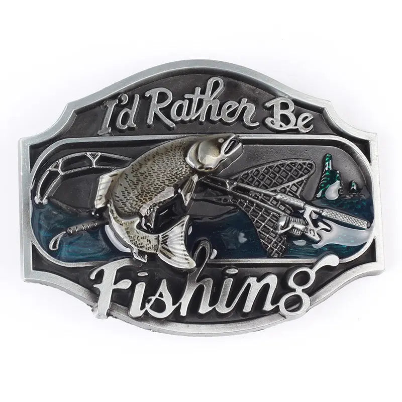 I'd Rather Be Fishing Western Belt Buckle - Image #7