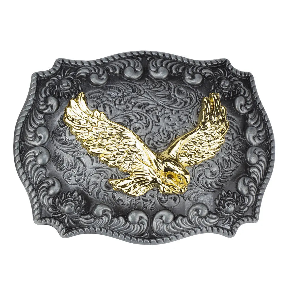Gold Eagle Bull Head Belt Buckle - Image #10