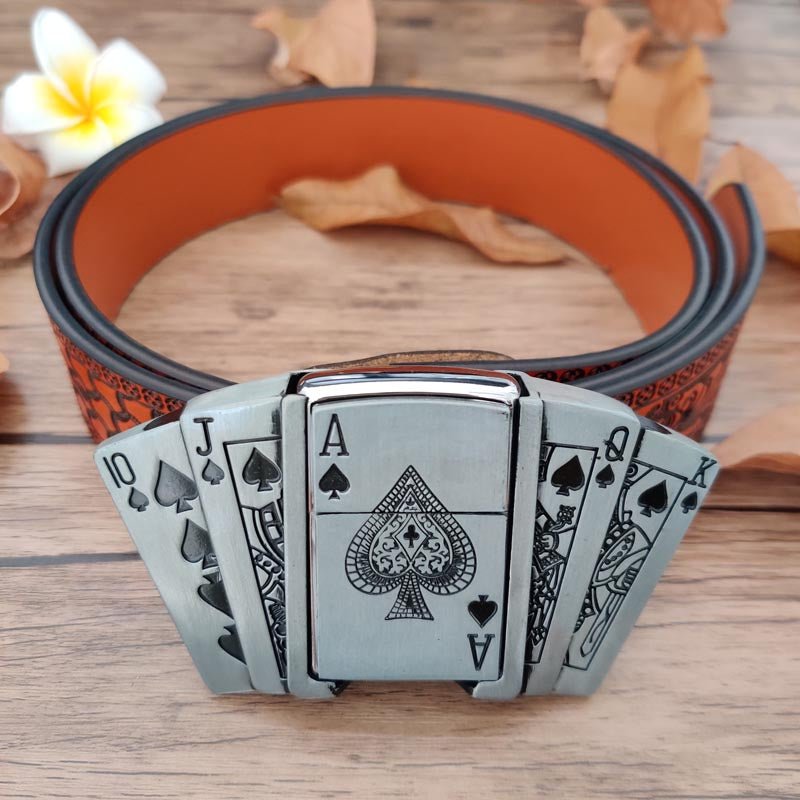 Ace of Spades Lighter Belt - CowderryBrown