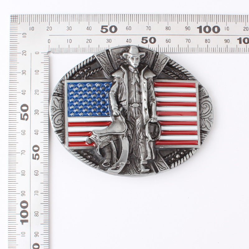 American Flag Cowboys Belt Buckle - CowderryBelt BucklesBronze