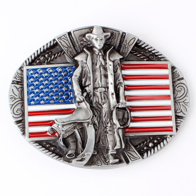 American Flag Cowboys Belt Buckle - CowderryBelt BucklesBronze