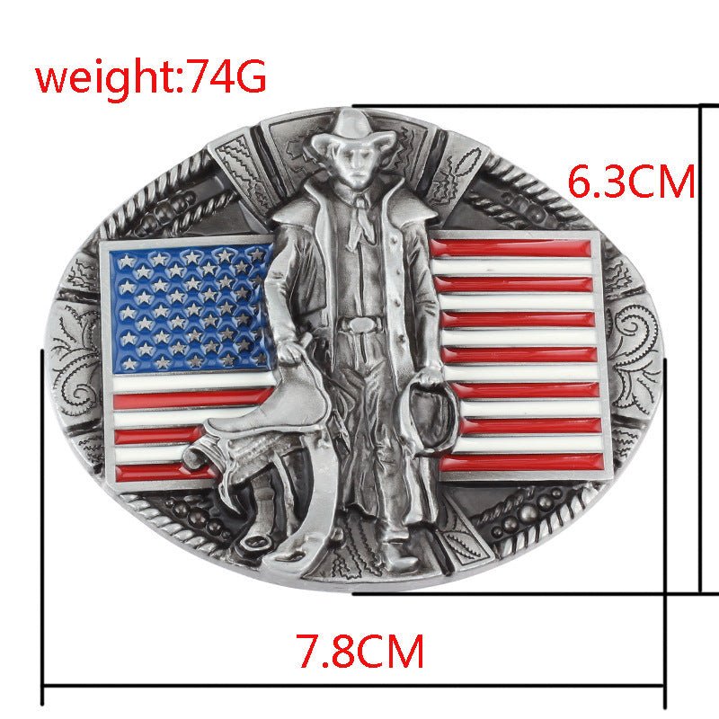 American Flag Cowboys Belt Buckle - CowderryBelt BucklesBronze