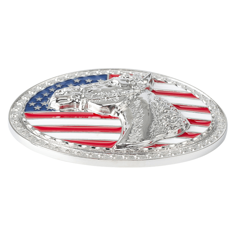 American Flag with Horse Head Western Belt Buckle - CowderryBelt Buckles