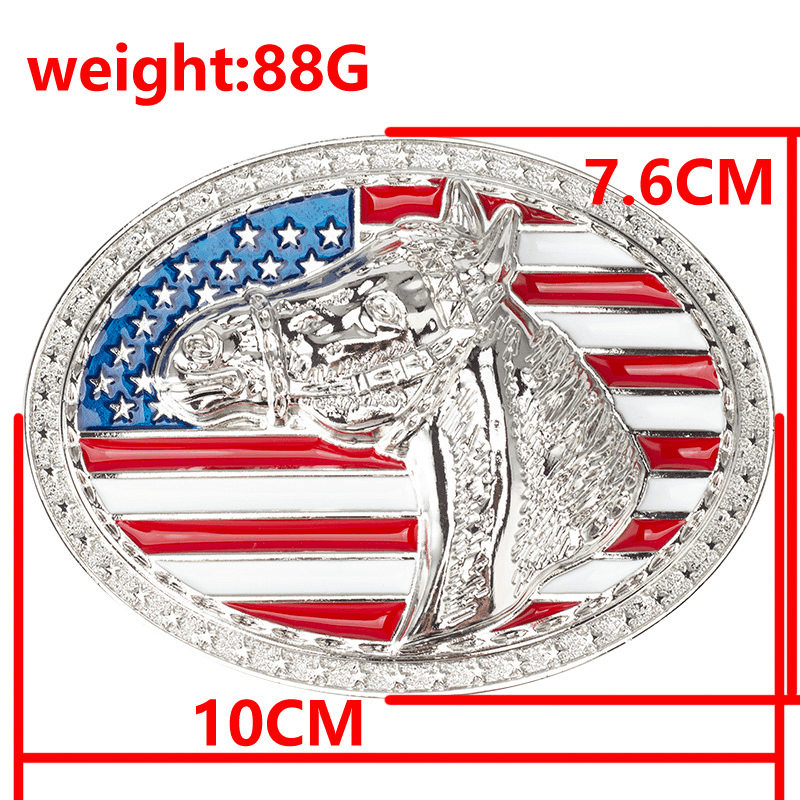 American Flag with Horse Head Western Belt Buckle - CowderryBelt Buckles