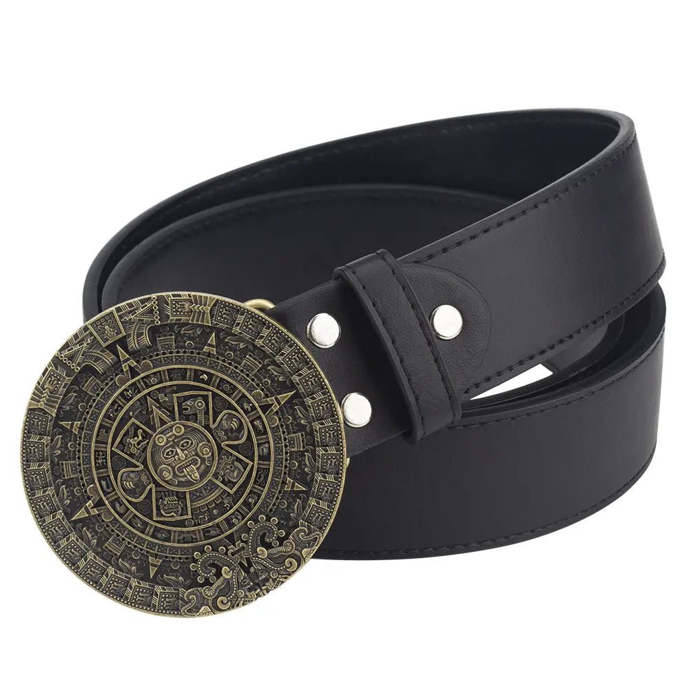 Aztec Solar Calendar Belt Buckle - CowderryBelt BuckleRound