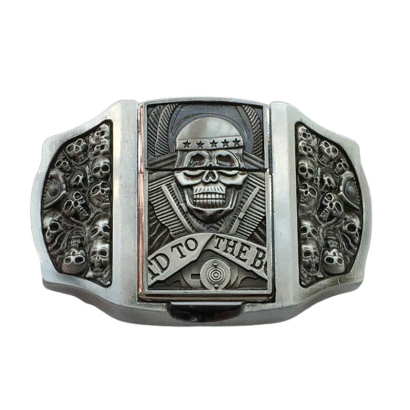 Belt Buckle with Lighter - CowderryBelt BucklesSkull Silver