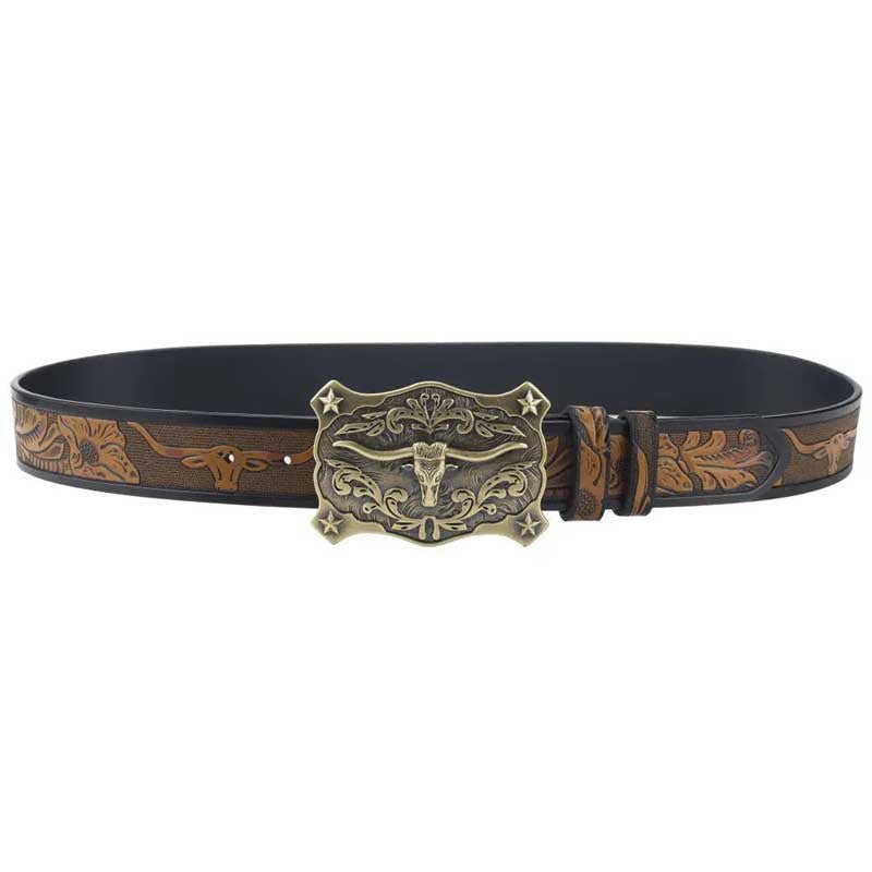 Bronze Longhorn Square Belt Buckle - CowderryBelt Buckle