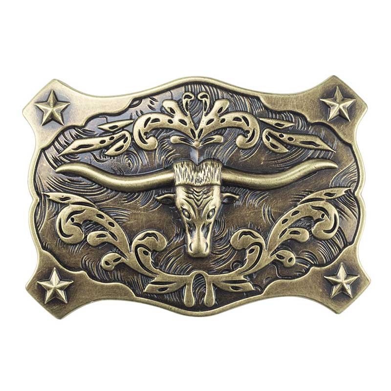 Bronze Longhorn Square Belt Buckle - CowderryBelt Buckle