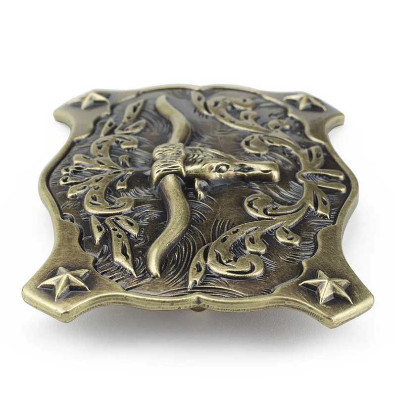 Bronze Longhorn Square Belt Buckle - CowderryBelt Buckle