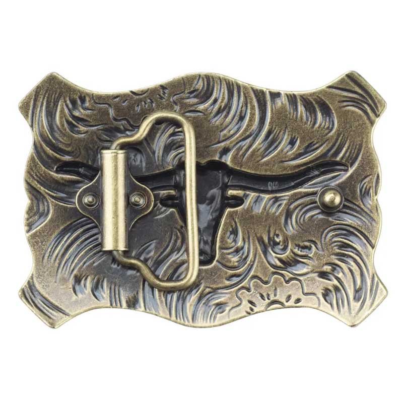 Bronze Longhorn Square Belt Buckle - CowderryBelt Buckle