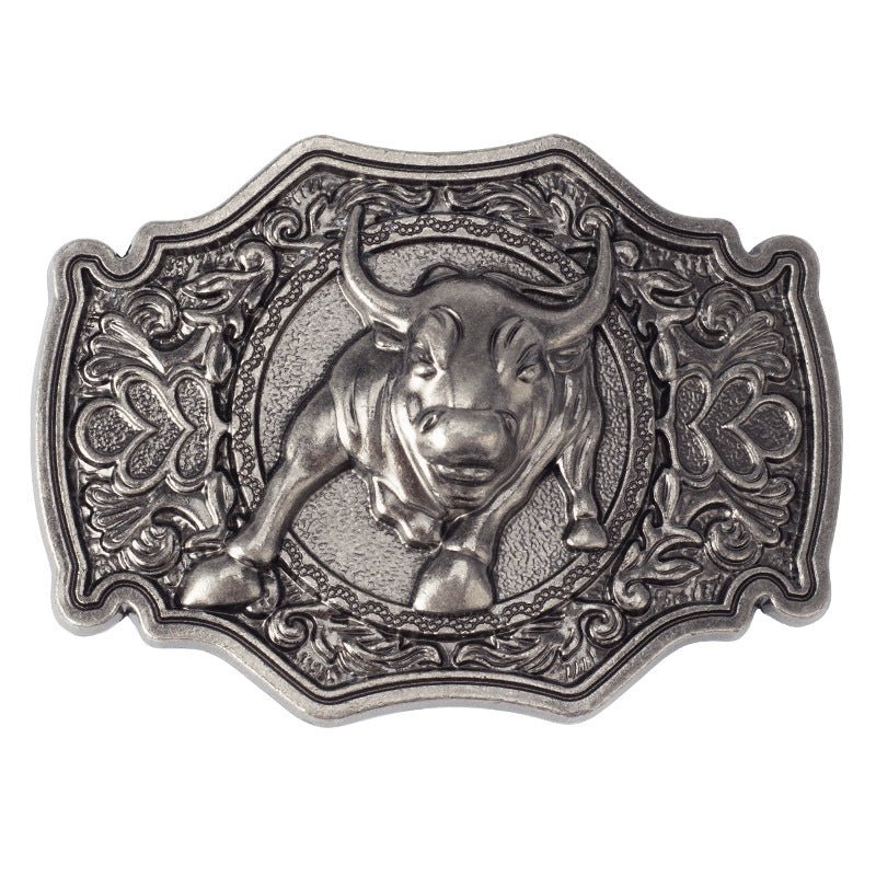 Bull Cowboy Western Belt Buckle - CowderryBelt BucklesSilver