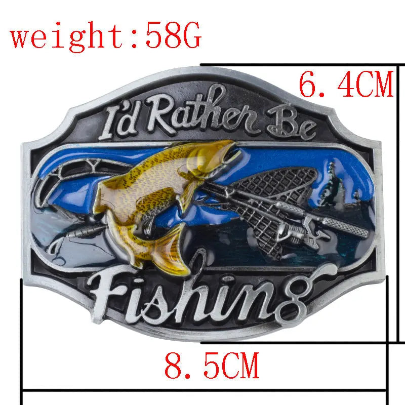 I'd Rather Be Fishing Western Belt Buckle - Image #4