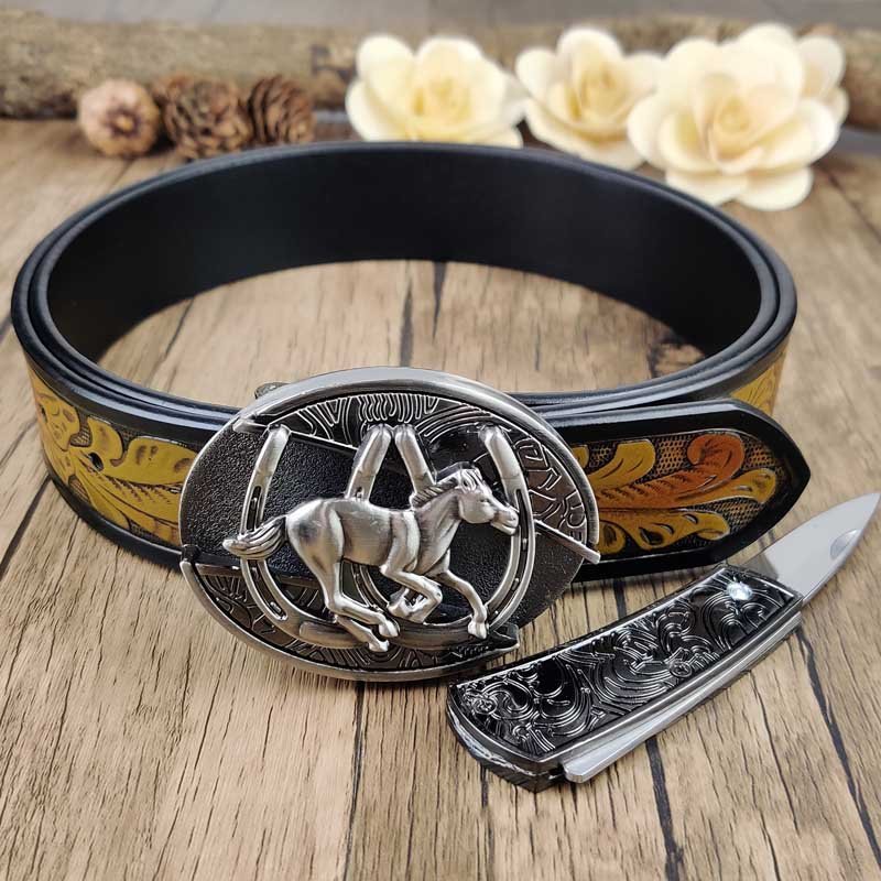 Vintage Western Cowboy Belt Buckle with Cross and Horse Design - Stylish  and Unique Fashion Accessory