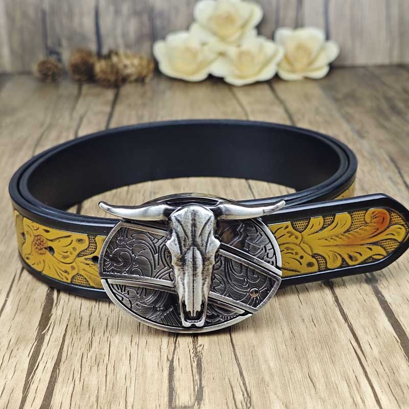Cool Belt Buckle With Cowboy Country Utility Belt - CowderryBeltLonghorn