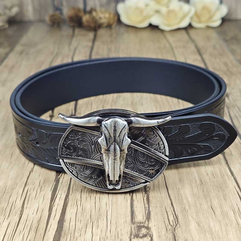 Cool Belt Buckle With Western Black Country Utility Belt - CowderryBeltLonghorn