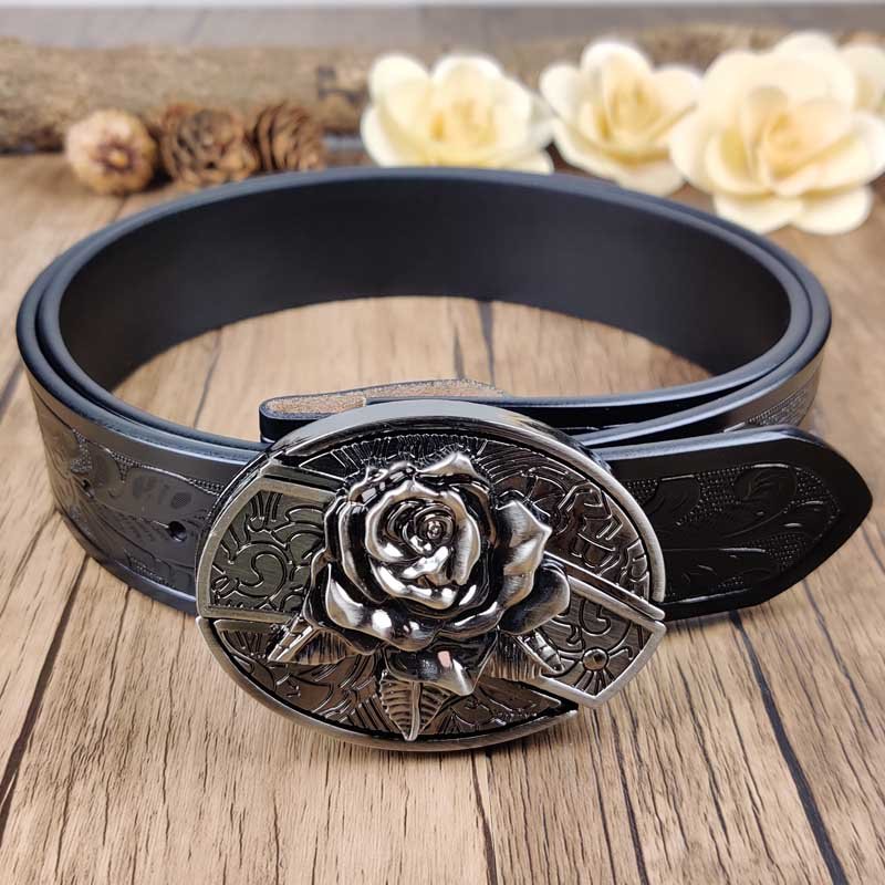 Cool Belt Buckle With Western Black Country Utility Belt - CowderryBeltRose