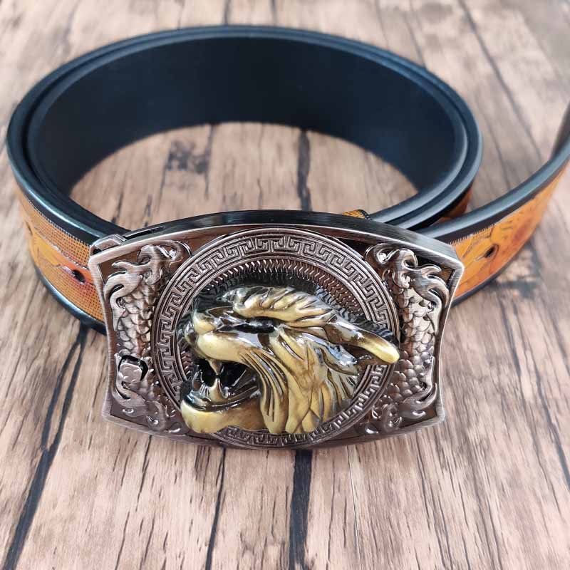 Cool Square Belt Buckle With Cowboy Belt - CowderryBeltsTiger