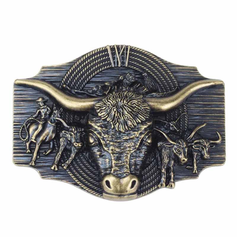 Cowboy Longhorn Belt Buckle - CowderryBelt BuckleBronze