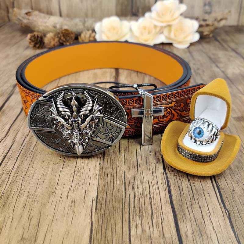 Defender's Faith Set: Utility Belt, Cross Necklace and Evil Eye Ring - CowderryDragon