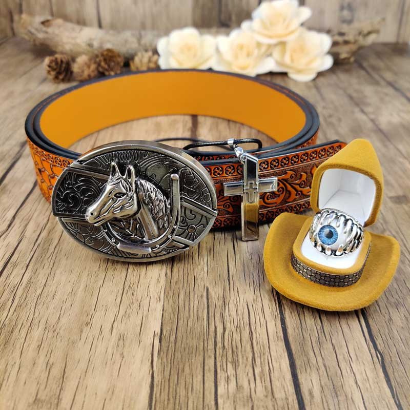 Defender's Faith Set: Utility Belt, Cross Necklace and Evil Eye Ring - CowderryHorsehead