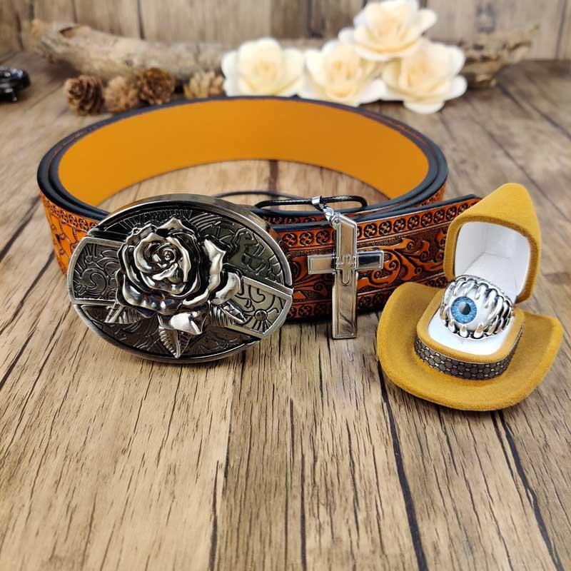 Defender's Faith Set: Utility Belt, Cross Necklace and Evil Eye Ring - CowderryRose