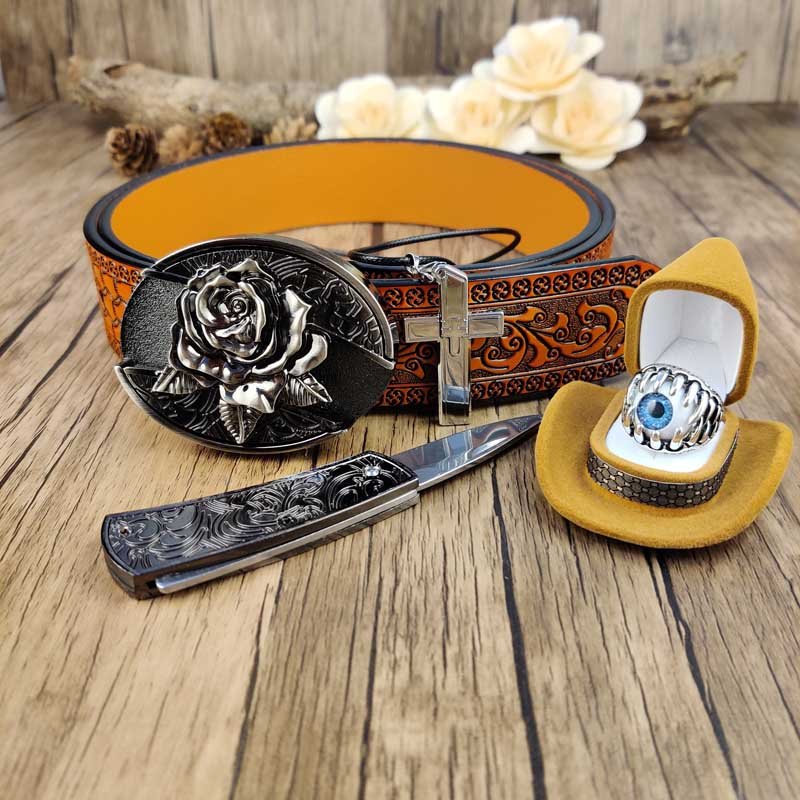 Defender's Faith Set: Utility Belt, Cross Necklace and Evil Eye Ring - CowderryRose