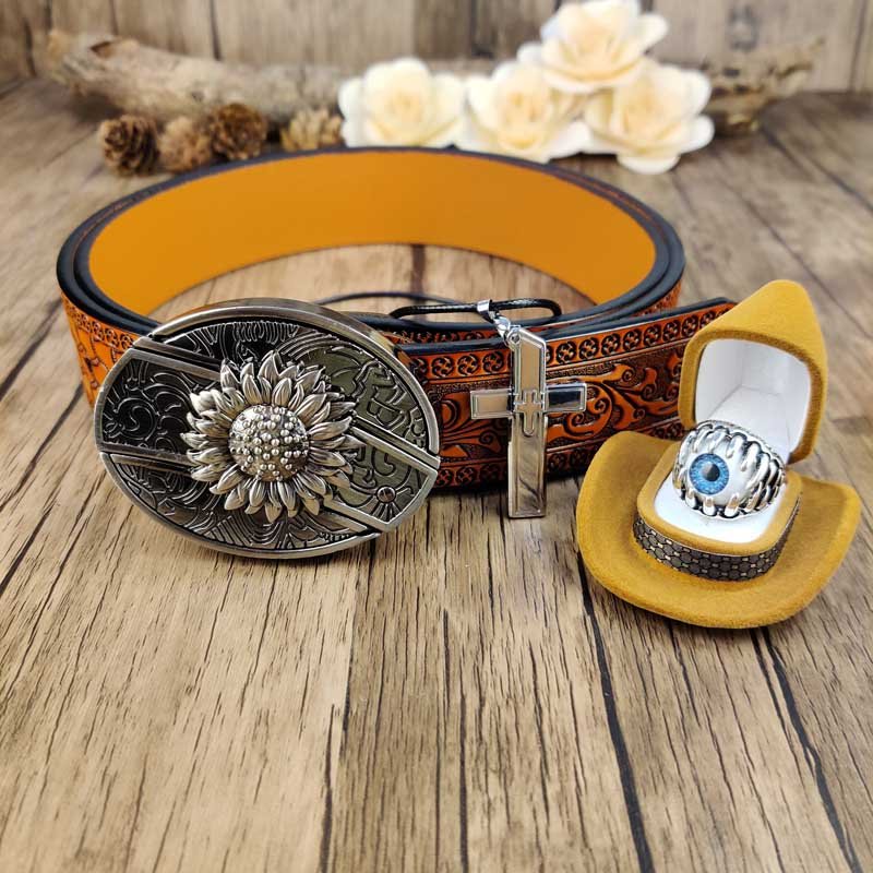 Defender's Faith Set: Utility Belt, Cross Necklace and Evil Eye Ring - CowderrySunflower