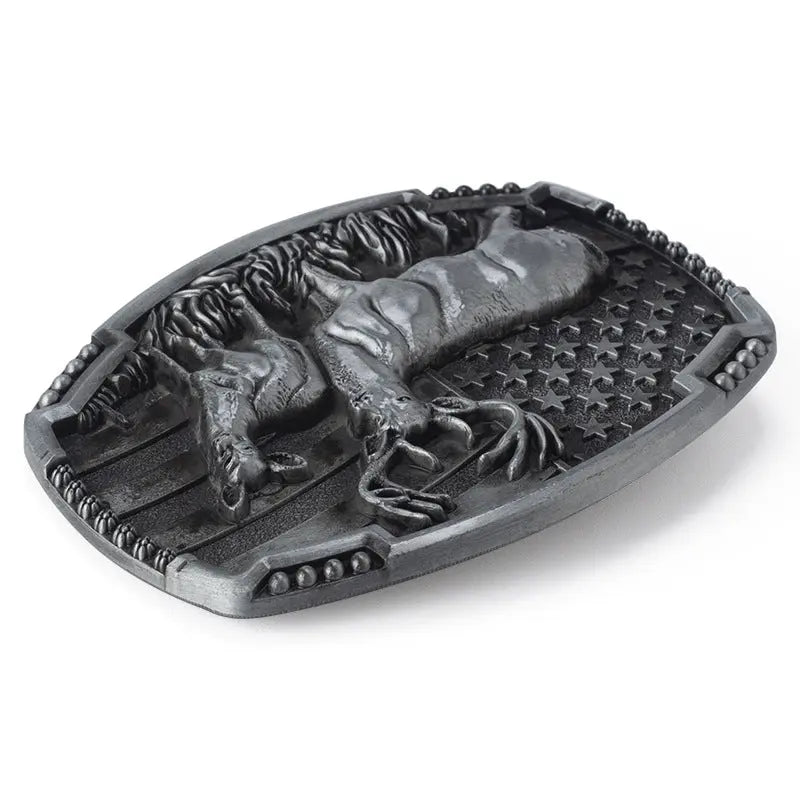 Double Whitetail Deer Belt Buckle - CowderryBelt BucklePewter