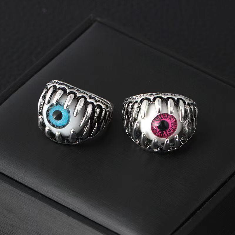 Evil Eye Eyebal Open Ring One Size Fits All Punk Ring - CowderryringPink