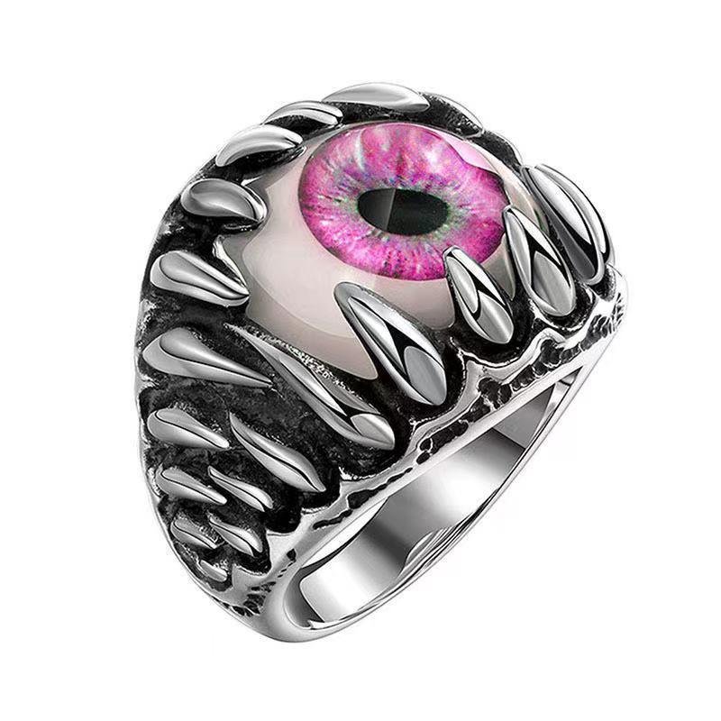 Evil Eye Eyebal Open Ring One Size Fits All Punk Ring - CowderryringPink