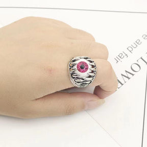 Evil Eye Eyebal Open Ring One Size Fits All Punk Ring - CowderryringPink