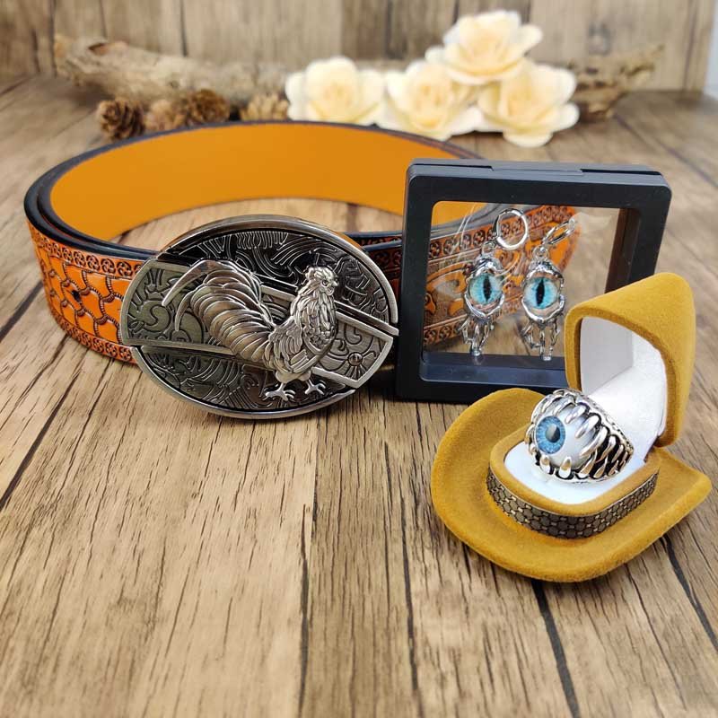 Evil Eye Jewelry Set: Utility Belt, Evil Eye Ring and Earrings - CowderryBeltsChicken