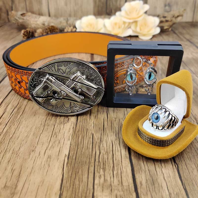 Evil Eye Jewelry Set: Utility Belt, Evil Eye Ring and Earrings - CowderryBeltsGuns
