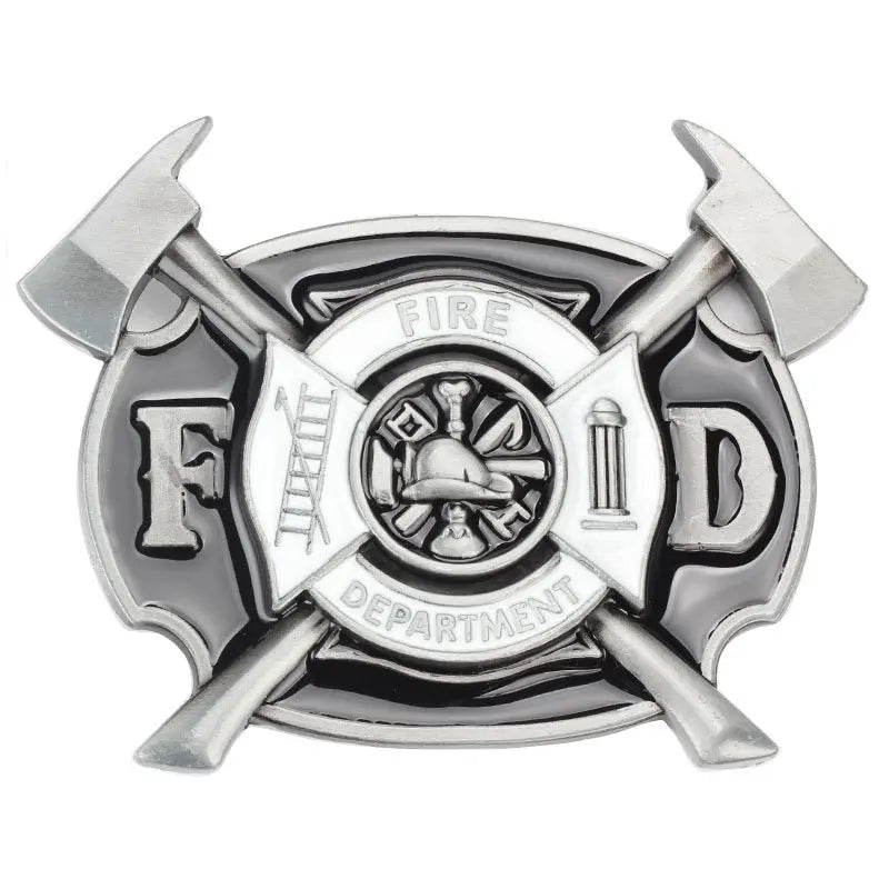 Fire Dept Hydrant Ax Belt Buckle - CowderryBlack