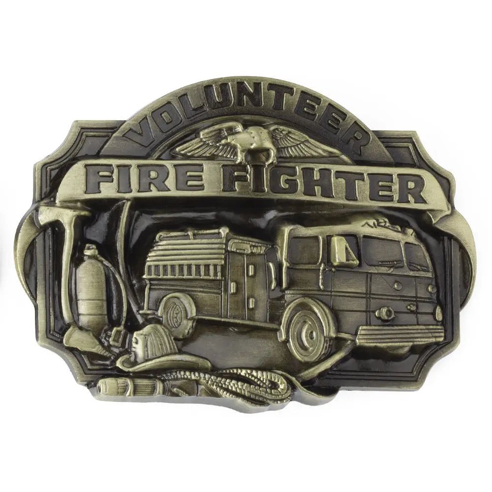 Fire Dept Hydrant Ax Belt Buckle - CowderryBronze