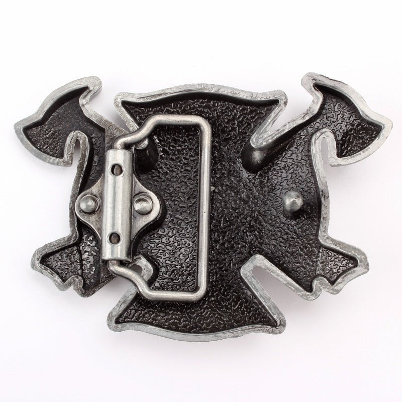 Fire Dept Hydrant Ax Belt Buckle - CowderryPewter