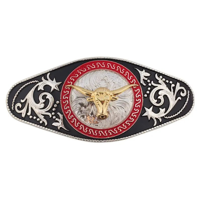 Gold Horse Black Pattern Belt Buckle - CowderryBelt BuckleLonghorn