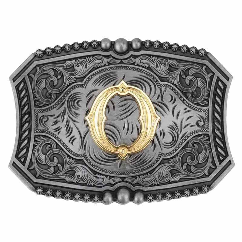Gold Letters A To Z Grey Western Initial Belt Buckle - CowderryBelt BuckleO