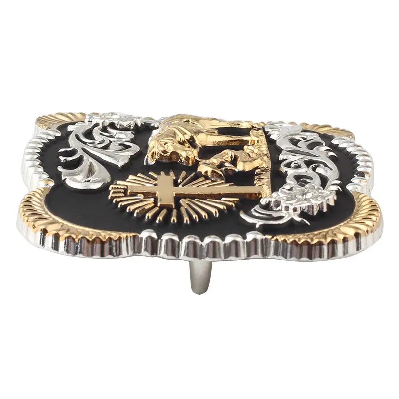 Golden Cross and Horse Belt Buckle - CowderryBelt Buckle