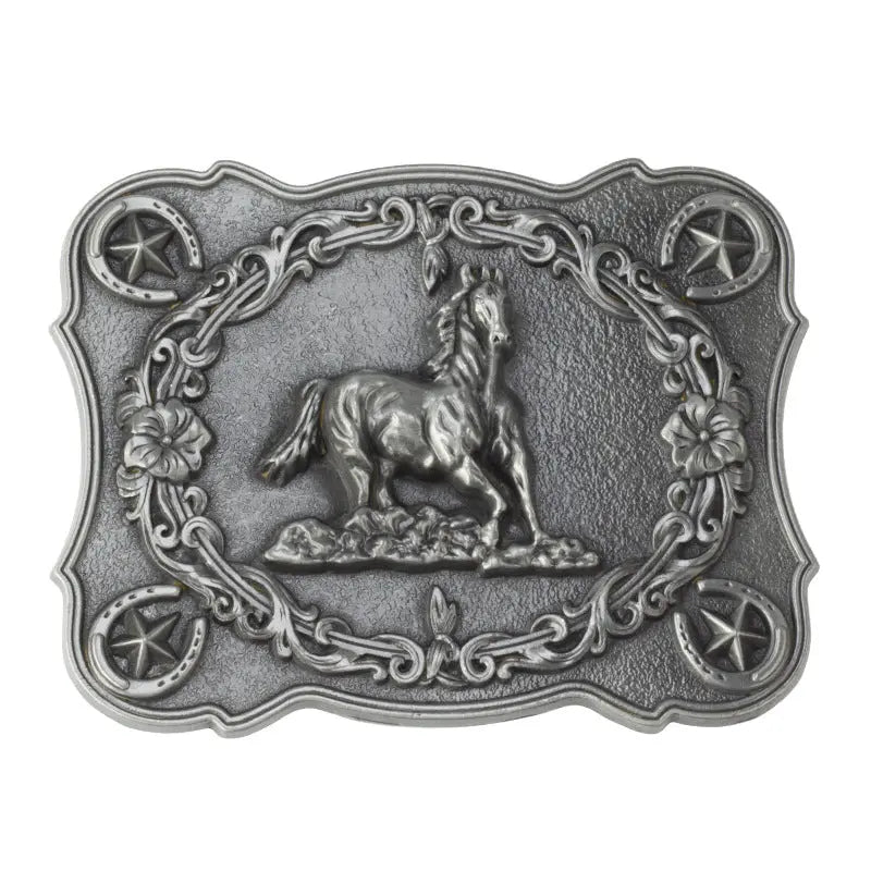 Horse and Pentagram Belt Buckle - CowderryBelt BucklePewter