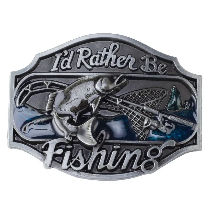 I'd Rather Be Fishing Western Belt Buckle - CowderryBelt BucklesColor 1