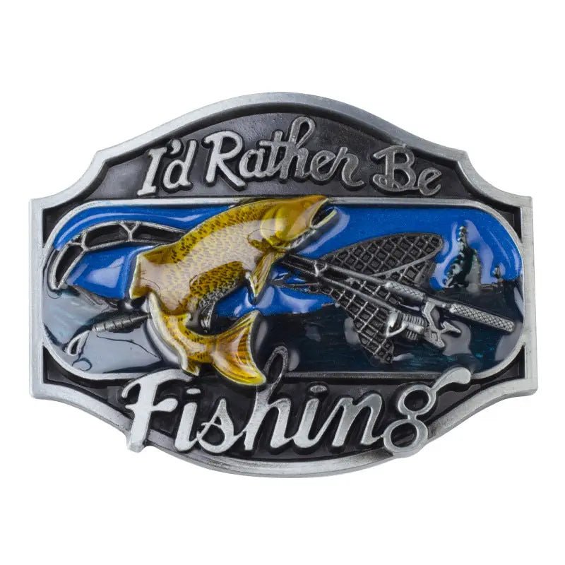 I'd Rather Be Fishing Western Belt Buckle - CowderryBelt BucklesColor 2