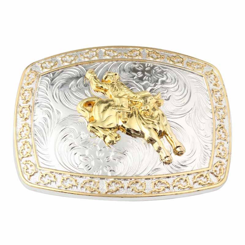Large Gold Rodeo Square Cowboy Belt Buckle - CowderryBelt BucklesBull Riding