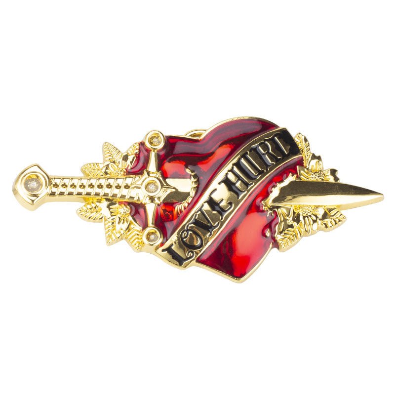 LOVE HURTS Heart-Piercing Sword Belt Buckle - CowderryBelt BucklesGold