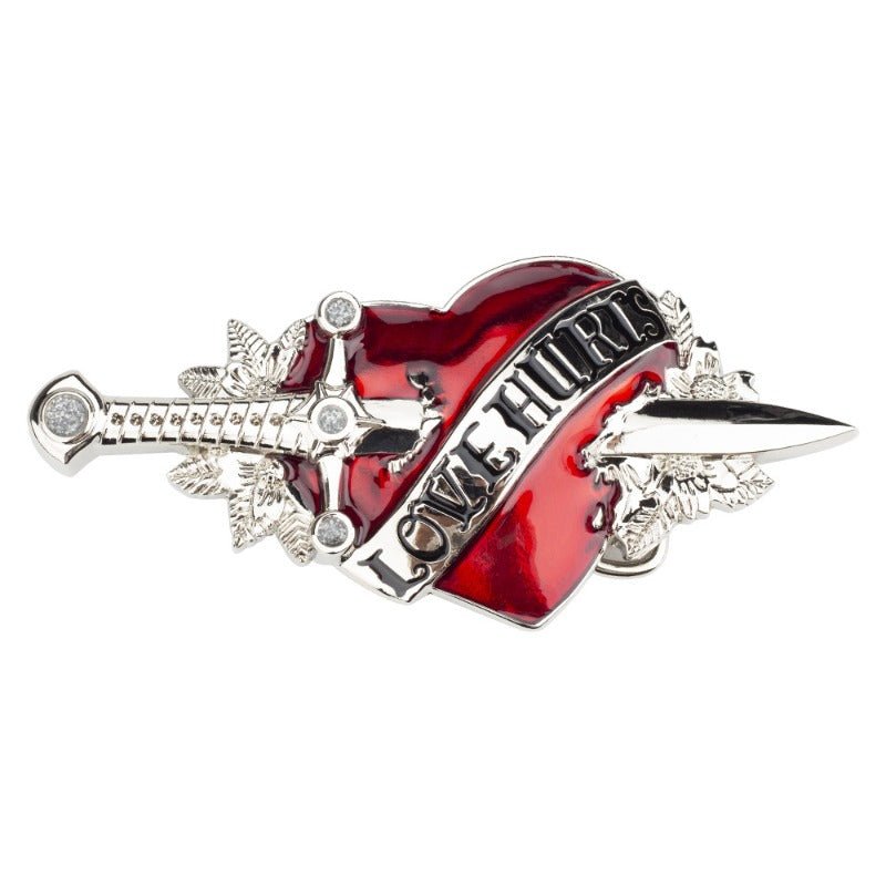 LOVE HURTS Heart-Piercing Sword Belt Buckle - CowderryBelt BucklesSilver