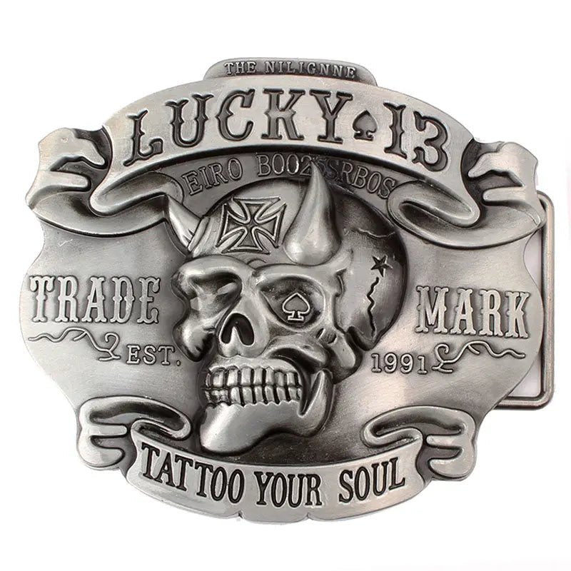 Lucky 13 Skull Belt Buckle - CowderryBelt BuckleStyle2
