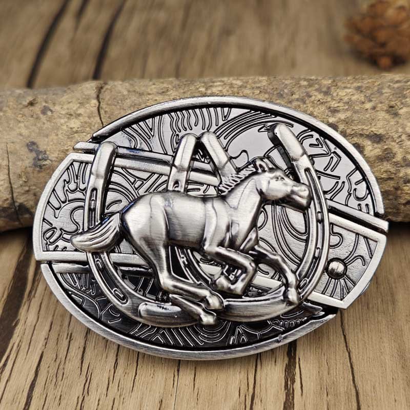 Metal Oval Cowboys Belt Buckle - CowderryBelt BuckleHorse