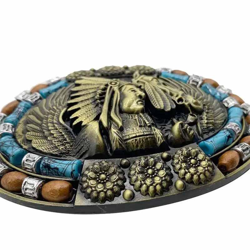 Native American Turquoise Decor Western Belt Buckle - CowderryBelt Buckle