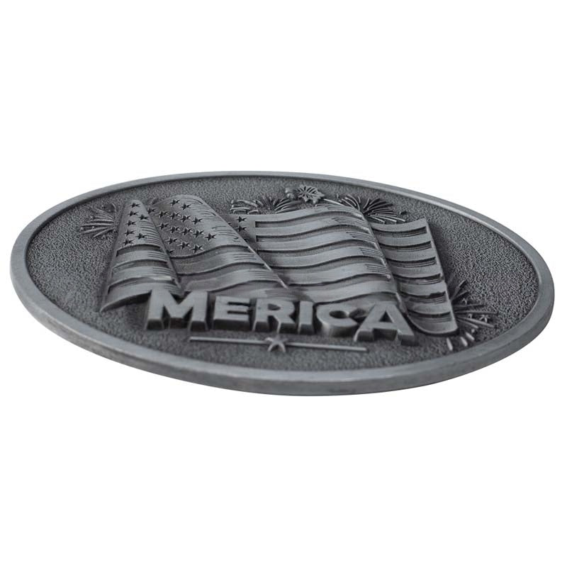 Oval MERICA Flag Belt Buckle - CowderryBelt BucklesBrown