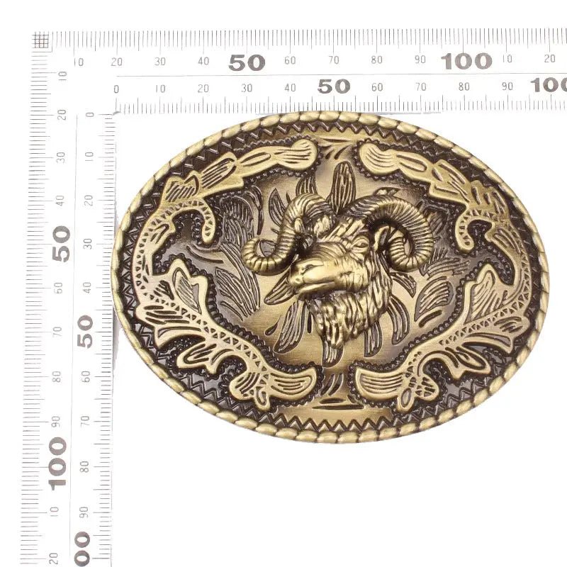 Patterned Sheep Head Belt Buckle - CowderryBelt Buckle